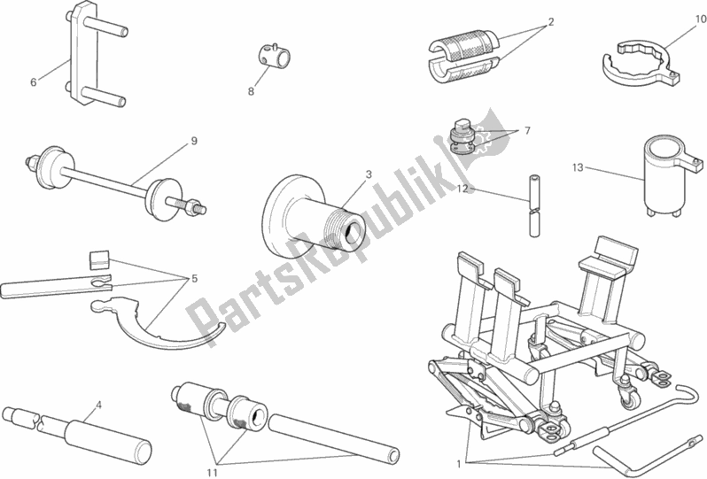Alle onderdelen voor de 01b - Werkplaatsgereedschap van de Ducati Multistrada 1200 ABS Thailand 2014